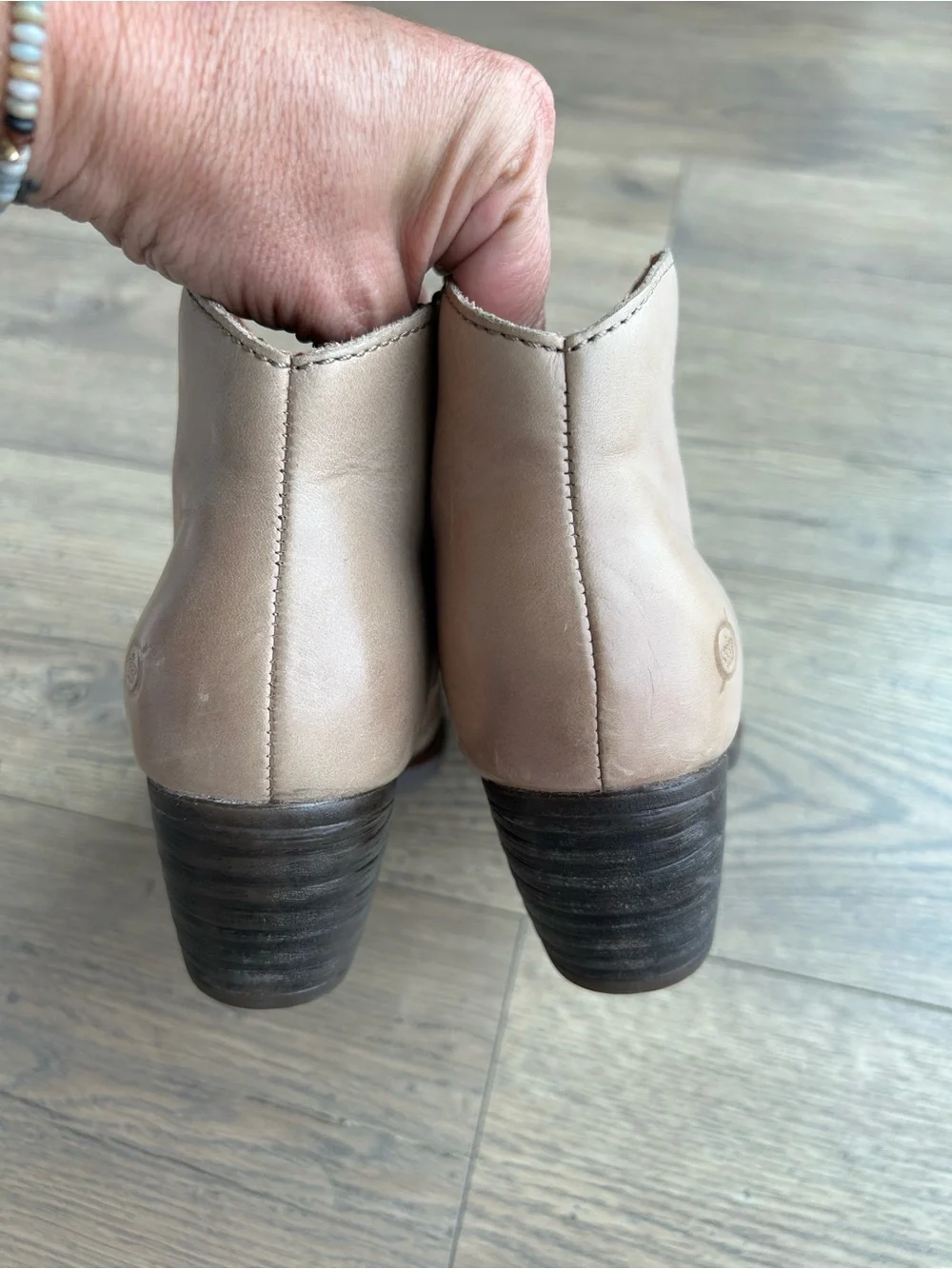 Born Western Style Ankle Booties in Light Beige